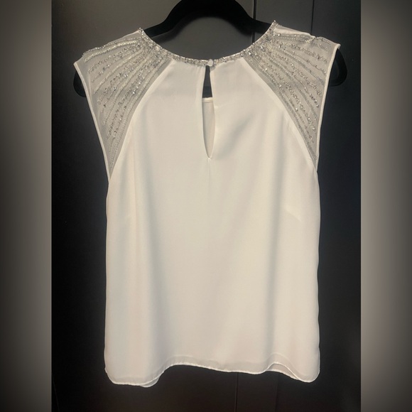 White House Black Market beaded cap sleeve blouse - Picture 2 of 9